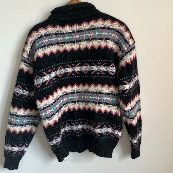 Vintage Woolrich Charcoal and Pink Pure Wool Sweater and Mohair Sweater Size L - Picture 3 of 9